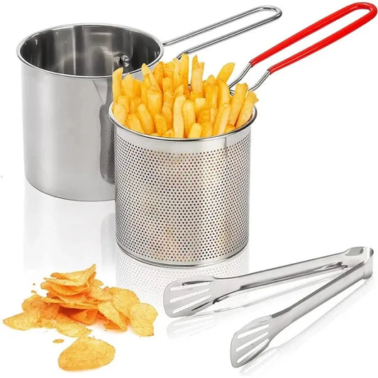 Premium Stainless Steel Deep Frying Pot with Basket & Cool-Touch Handle